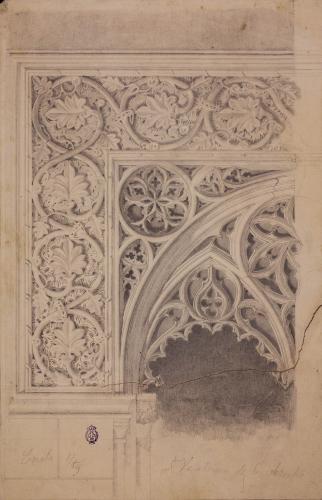 Detalle del alfiz de una ventana de la galería del patio del palacio de los Ayala (Toledo)