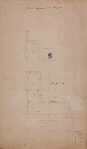 Planta y sección de la planta alta de  la puerta antigua de Bisagra (Toledo)