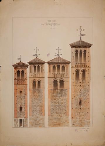 Alzado de las torres de las iglesias de la Concepción, San Pedro Mártir y Santo Tomé de Toledo