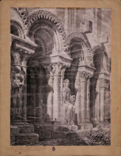 Vista de la galería porticada del claustro del monasterio de Santa María del Temple (Ceinos, Valladolid)