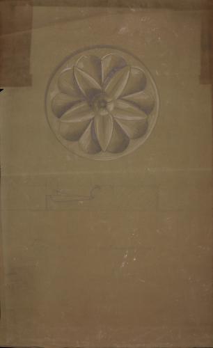 Estudio frontal y sección de florón o roseta