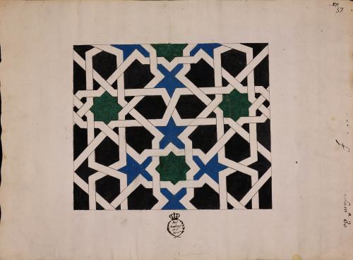 Fragmento de panel alicatado en el salón de Comares del palacio de la Alhambra