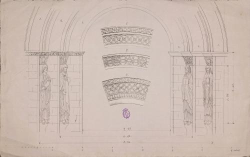 Portada románica con detalle de la decoración de las arquivoltas