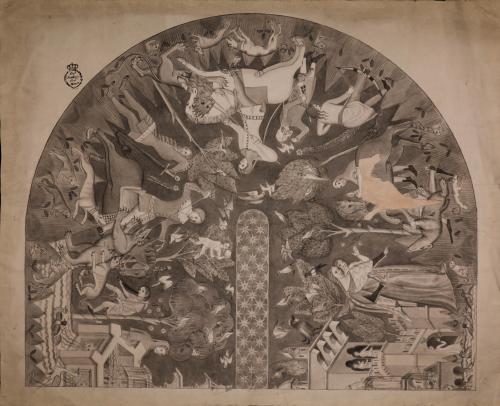 Pintura de la bóveda de la alcoba septentrional de la sala de los Reyes en la Alhambra