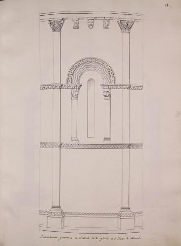 Detalle del alzado del ábside de la iglesia de San Juan de Amandi (Villaviciosa)