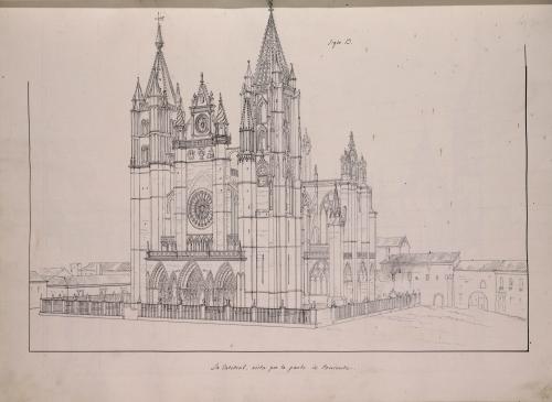 Vista de la fachada principal catedral de León