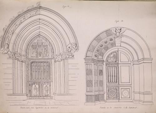 Alzados de la puerta de la Sala capitular y la Sacristía de la la catedral de León