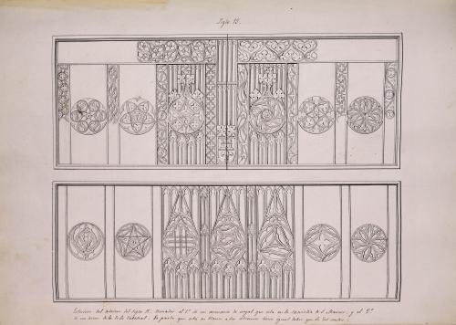Motivos decorativos de un armario de nogal de la sacristía de San Marcos y de un arcón de la catedral de León