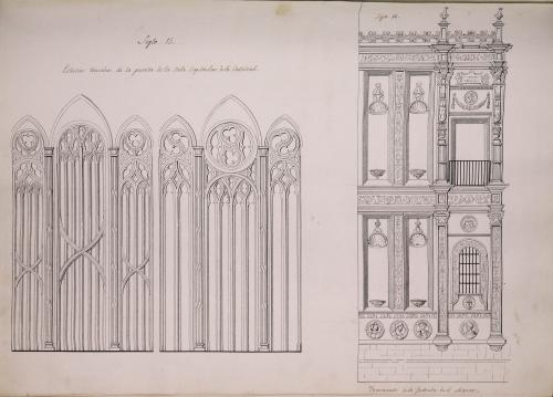 Motivos decorativos de la puerta de Sala Capitular de la catedral de León y detalle de la fachada de San Marcos