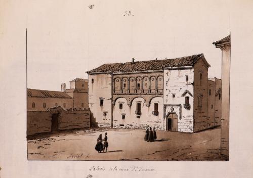 Vista del palacio de la reina doña Juana de Castilla en la plaza de los Espejos de Segovia