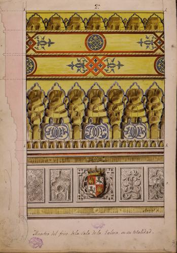 Planta y sección del friso de la Sala de la Galera del Alcázar de Segovia