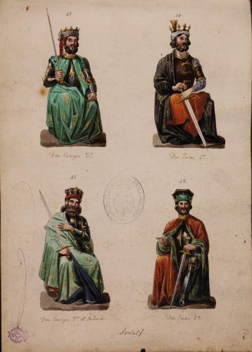 Retratos de los reyes Enrique II, Juan I, Enrique III y Juan II en la sala de los Reyes del Alcázar de Segovia