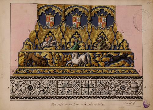 Decoración de uno de los lados del friso de la sala del Cordón del Alcázar de Segovia