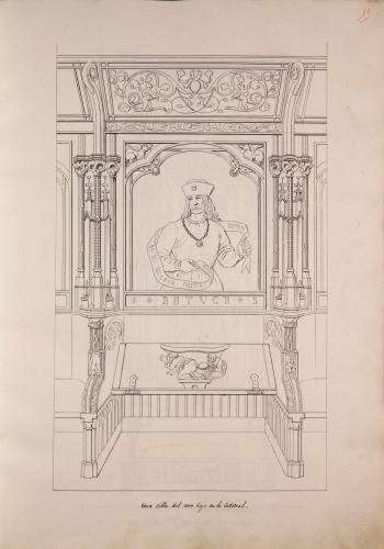 Detalle de la silla del profeta Baruc del coro de la catedral de Zamora