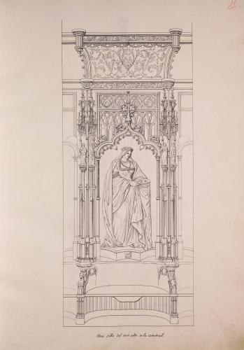 Detalle de la silla de Santa Lucia de Siracusa en el coro de la catedral de Zamora
