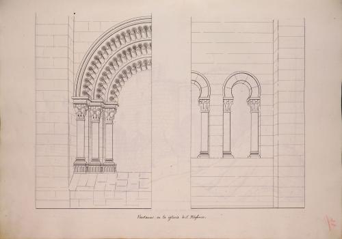 Vista en eje de simetría de la portada sur y una ventana de la iglesia de San Ildefonso en Zamora