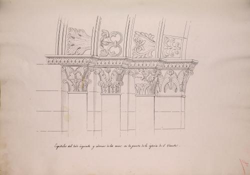 Capiteles y motivos decorativos de las arquivoltas del lado izquierdo de la portada occidental de la iglesia de san Vicente de Zamora