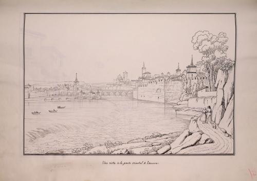Vista desde la parte oriental del puente sobre el Duero y la ciudad de Zamora