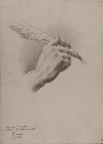 Estudio de mano con pluma