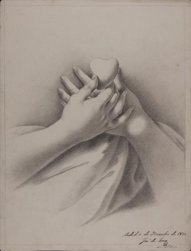Estudio de manos femeninas sosteniendo un corazón (inmaculado)