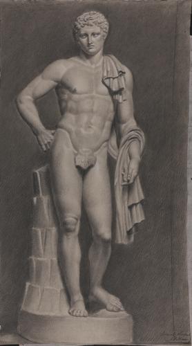 Estudio de la escultura de Hermes del Museo Vaticano, anteriormente identificada como Antinoo