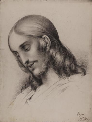 Cabeza de Jesucristo de perfil a la izquierda