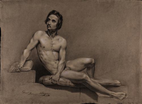 Estudio de modelo masculino desnudo recostado