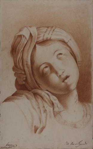 Estudio de la cabeza de Santa Cecilia moribunda de Domenichino