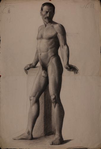 Estudio de modelo masculino desnudo de pie