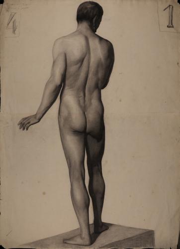 Estudio de modelo masculino desnudo de espaldas