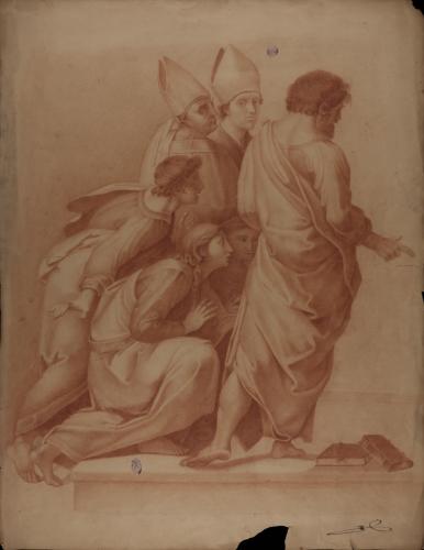 Estudio de un grupo de personajes del fresco Disputa del Sacramento de Rafael