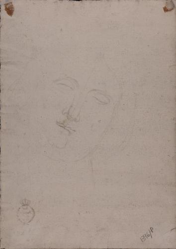 Boceto de cabeza femenina inclinada hacia la izquierda
