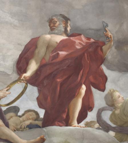 Estudio de ropaje de la figura de Jano de la Apoteosis de Hércules en el Palacio Real