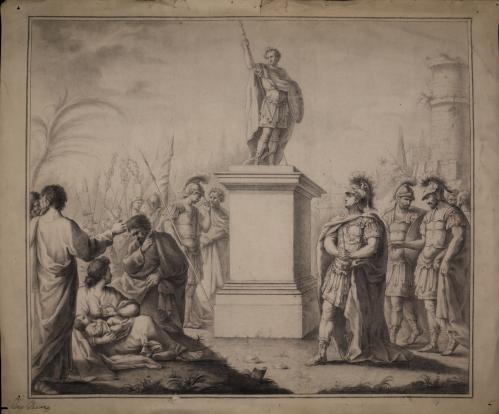 Estudio de Julio Cesar ante la estatua de Alejandro Magno
