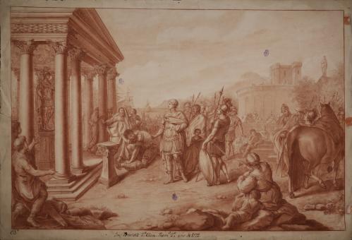 Estudio de Julio César ante la estatua de Alejandro Magno en el templo de Hércules en Cádiz