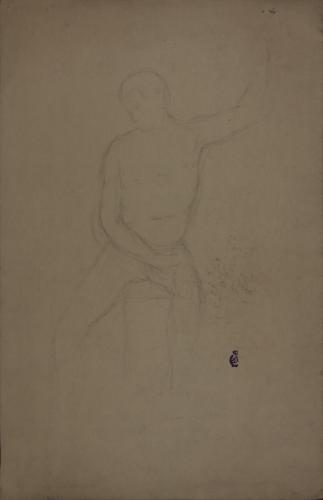 Boceto de modelo masculino desnudo sentado