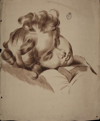 Estudio de cabeza de niña dormida