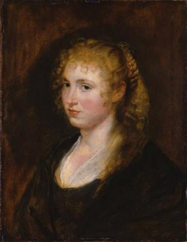 Estudio de una mujer con pelo rubio trenzado de Rubens