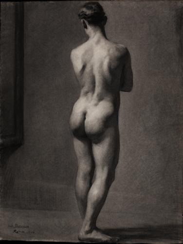 Estudio de modelo masculino desnudo de espaldas