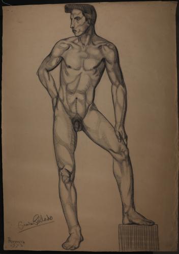 Estudio de modelo masculino desnudo de frente