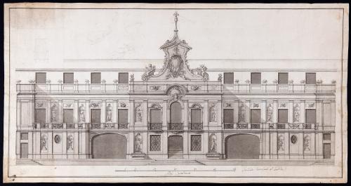Alzado de la fachada principal al jardín, del cuarto de S.A. del palacio del Buen Retiro.