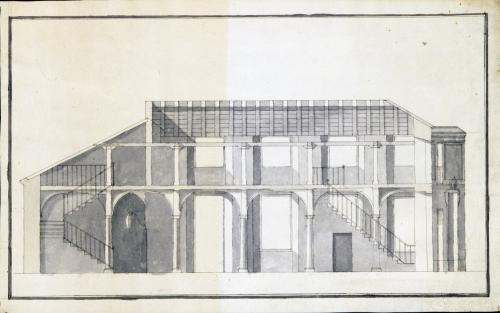 Sección de la zona del guardarropa de S.A., del palacio del Buen Retiro