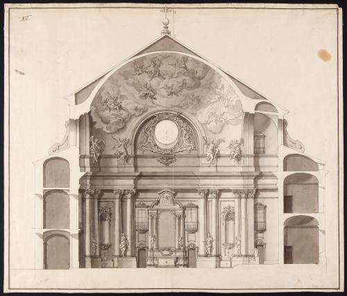 Sección longitudinal de una capilla (inventariada como  capilla del palacio de Riofrío (Segovia)