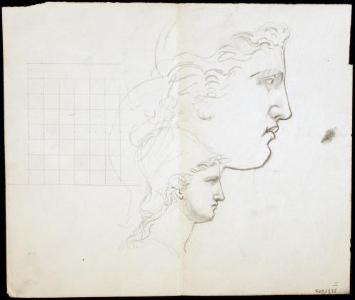 Estudios del perfil de una figura clásica con casco (Minerva)