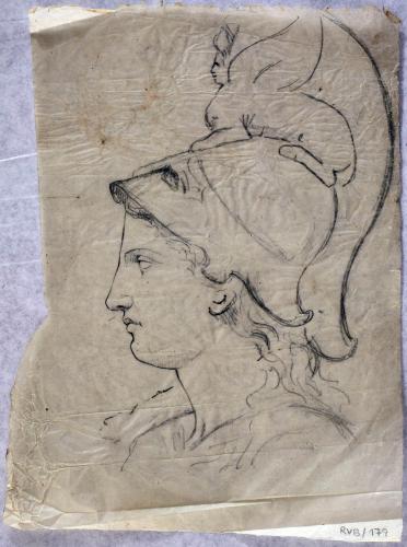 Estudio del perfil de una figura clásica con casco ( Minerva).