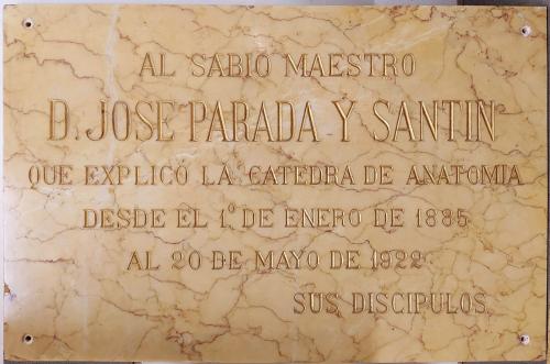 Placa homenaje a José Parada y Santín