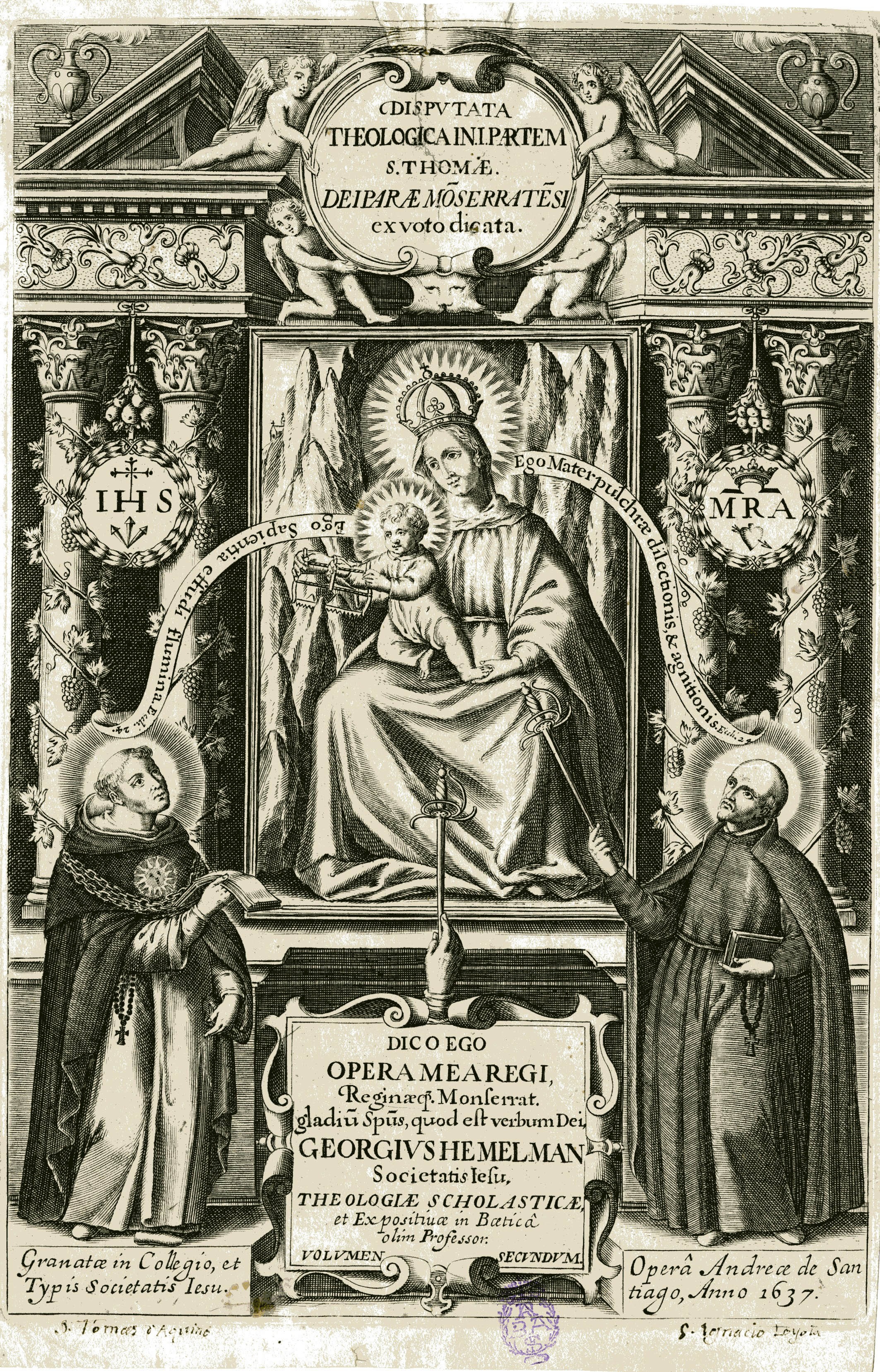 La VIRGEN de Montserrat con santo Tomás de Aquino y san Ignacio de Loyola :  portada]