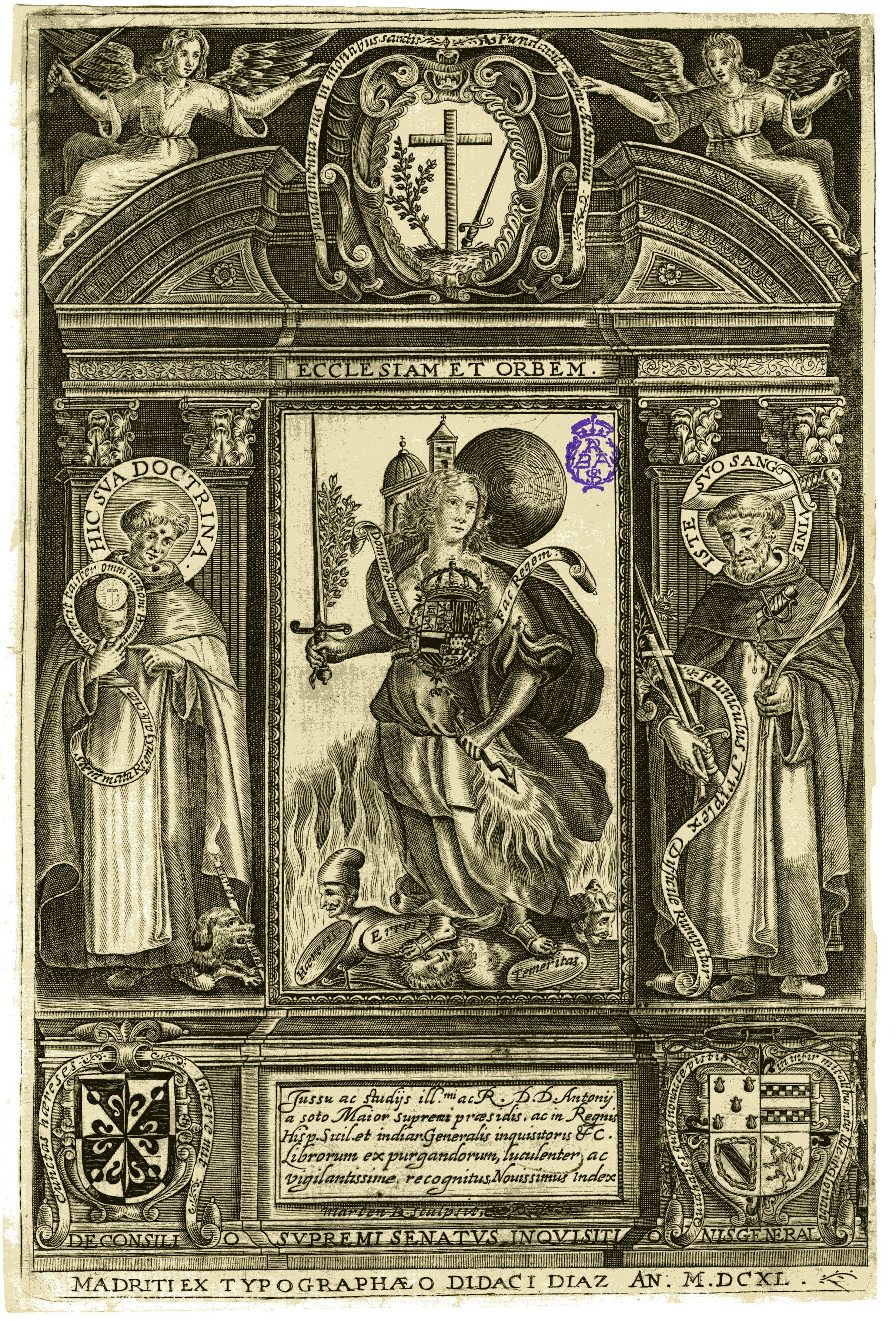 Droeswoode, Martin - [Alegoría de la Iglesia y el Orbe con santo Domingo y  san Pedro Mártir : portada]