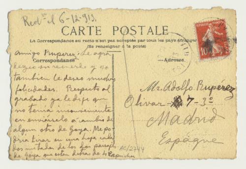 [Tarjeta postal de la plaza de la Concordia de París]