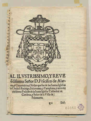 [Escudo de armas de Francisco de Alarcón y Covarrubias, Obispo de Salamanca y Pamplona]